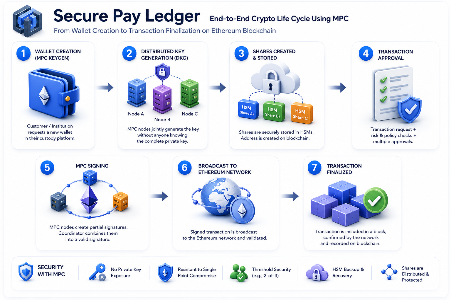 Secure Pay Ledger custody chain tokenization and settlement flow